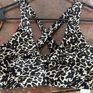 Fabletics Black and Tan Patterned Sports Bra